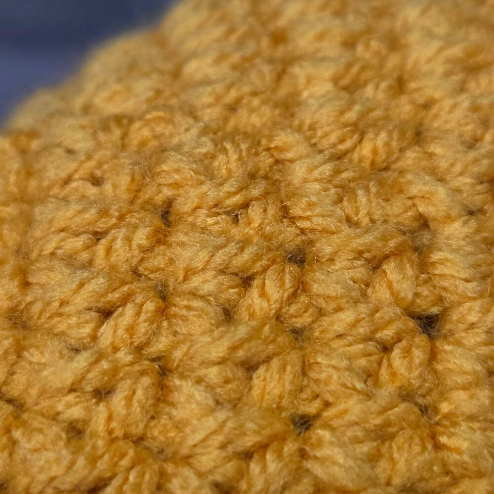 Handmade Crochet Beanie Hat Mustard Golden Rod Knit Cap One Size Casual - Picture 2 of 7